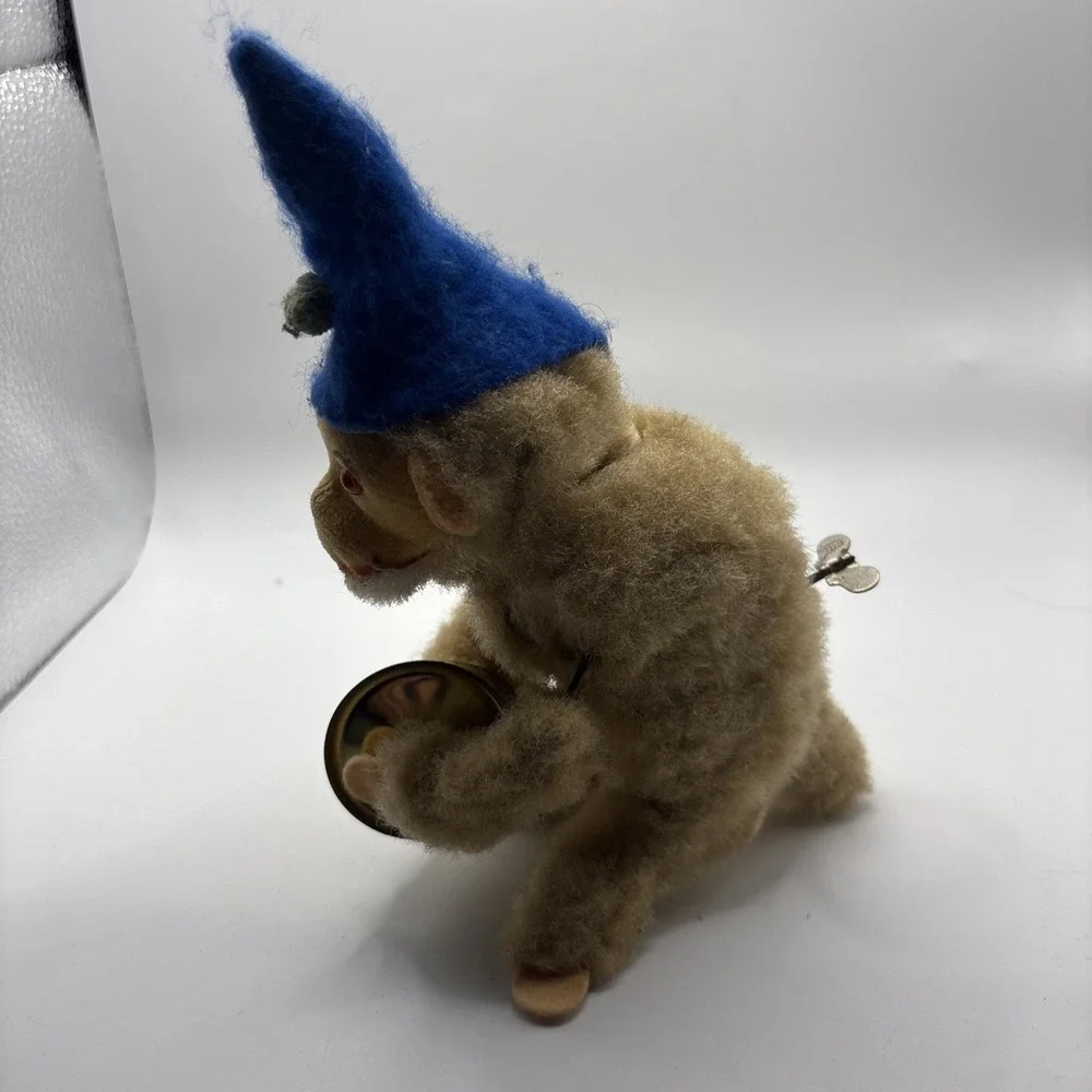 Vintage 1950s Max Carl Wind Up Monkey Playing Cymbals Blue Hat Germany Works